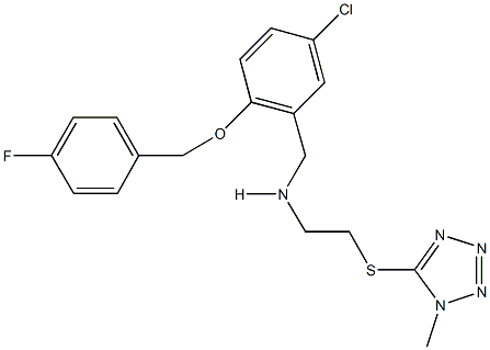 N-{5-chloro-2-[(4-fluorobenzyl)oxy]benzyl}-N-{2-[(1-methyl-1H-tetraazol-5-yl)sulfanyl]ethyl}amine Struktur