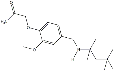 2-(2-methoxy-4-{[(1,1,3,3-tetramethylbutyl)amino]methyl}phenoxy)acetamide Struktur