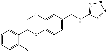 N-{4-[(2-chloro-6-fluorobenzyl)oxy]-3-methoxybenzyl}-N-(2H-tetraazol-5-yl)amine Struktur