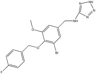 N-{3-bromo-4-[(4-fluorobenzyl)oxy]-5-methoxybenzyl}-N-(2H-tetraazol-5-yl)amine Struktur