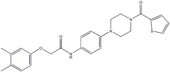 2-(3,4-dimethylphenoxy)-N-{4-[4-(2-thienylcarbonyl)-1-piperazinyl]phenyl}acetamide Struktur