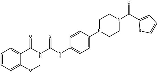 N-(2-methoxybenzoyl)-N'-{4-[4-(2-thienylcarbonyl)-1-piperazinyl]phenyl}thiourea Struktur