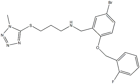 N-{5-bromo-2-[(2-fluorobenzyl)oxy]benzyl}-N-{3-[(1-methyl-1H-tetraazol-5-yl)sulfanyl]propyl}amine Struktur