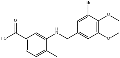 3-[(3-bromo-4,5-dimethoxybenzyl)amino]-4-methylbenzoic acid Struktur