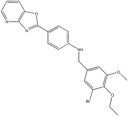 N-(3-bromo-4-ethoxy-5-methoxybenzyl)-N-(4-[1,3]oxazolo[4,5-b]pyridin-2-ylphenyl)amine Struktur