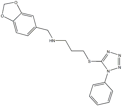 N-(1,3-benzodioxol-5-ylmethyl)-N-{3-[(1-phenyl-1H-tetraazol-5-yl)sulfanyl]propyl}amine Struktur