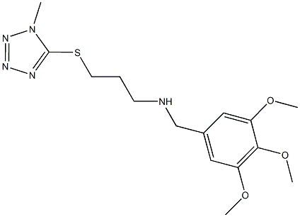 3-[(1-methyl-1H-tetraazol-5-yl)sulfanyl]-N-(3,4,5-trimethoxybenzyl)-1-propanamine Struktur