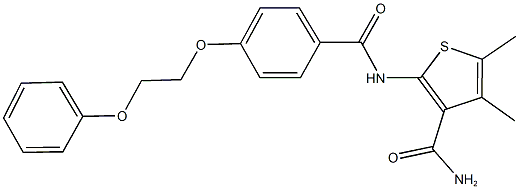 4,5-dimethyl-2-{[4-(2-phenoxyethoxy)benzoyl]amino}-3-thiophenecarboxamide Struktur