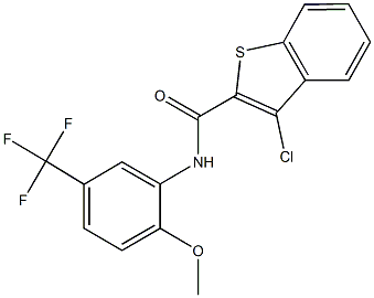 3-chloro-N-[2-methoxy-5-(trifluoromethyl)phenyl]-1-benzothiophene-2-carboxamide Struktur