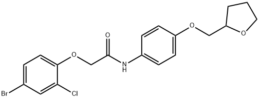 2-(4-bromo-2-chlorophenoxy)-N-[4-(tetrahydro-2-furanylmethoxy)phenyl]acetamide Struktur