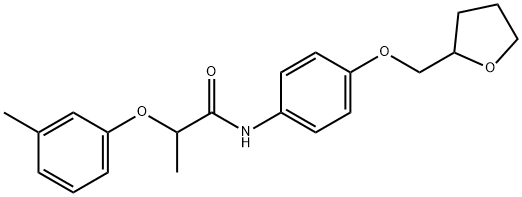 2-(3-methylphenoxy)-N-[4-(tetrahydro-2-furanylmethoxy)phenyl]propanamide Struktur