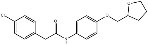 2-(4-chlorophenyl)-N-[4-(tetrahydro-2-furanylmethoxy)phenyl]acetamide Struktur