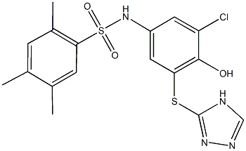 N-[3-chloro-4-hydroxy-5-(4H-1,2,4-triazol-3-ylsulfanyl)phenyl]-2,4,5-trimethylbenzenesulfonamide Struktur