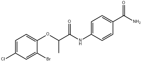 4-{[2-(2-bromo-4-chlorophenoxy)propanoyl]amino}benzamide Struktur