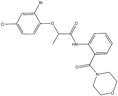 2-(2-bromo-4-chlorophenoxy)-N-[2-(4-morpholinylcarbonyl)phenyl]propanamide Struktur