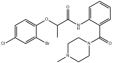 2-(2-bromo-4-chlorophenoxy)-N-{2-[(4-methyl-1-piperazinyl)carbonyl]phenyl}propanamide Struktur