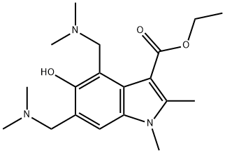 ethyl 4,6-bis[(dimethylamino)methyl]-5-hydroxy-1,2-dimethyl-1H-indole-3-carboxylate Struktur