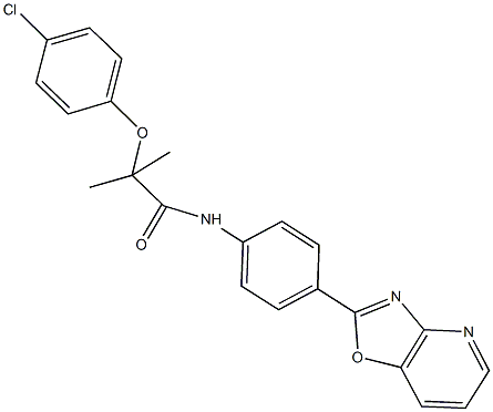 2-(4-chlorophenoxy)-2-methyl-N-(4-[1,3]oxazolo[4,5-b]pyridin-2-ylphenyl)propanamide Struktur