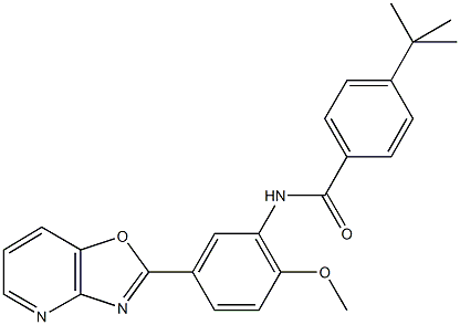 4-tert-butyl-N-(2-methoxy-5-[1,3]oxazolo[4,5-b]pyridin-2-ylphenyl)benzamide Struktur