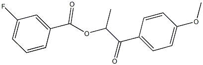 2-(4-methoxyphenyl)-1-methyl-2-oxoethyl 3-fluorobenzoate Struktur