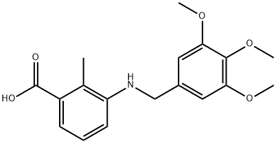 2-methyl-3-[(3,4,5-trimethoxybenzyl)amino]benzoic acid Struktur