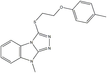 4-methylphenyl 2-[(9-methyl-9H-[1,2,4]triazolo[4,3-a]benzimidazol-3-yl)sulfanyl]ethyl ether Struktur