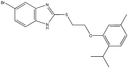 5-bromo-2-{[2-(2-isopropyl-5-methylphenoxy)ethyl]sulfanyl}-1H-benzimidazole Struktur