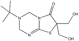 3-tert-butyl-7,7-bis(hydroxymethyl)-3,4-dihydro-2H-[1,3]thiazolo[3,2-a][1,3,5]triazin-6(7H)-one Struktur