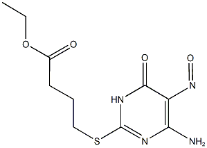 ethyl 4-[(4-amino-5-nitroso-6-oxo-1,6-dihydropyrimidin-2-yl)sulfanyl]butanoate Struktur