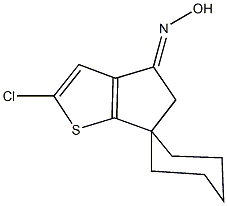 2-chloro-5,6-dihydrospiro(4H-cyclopenta[b]thiophene-6,1'-cyclohexane)-4-one oxime Struktur