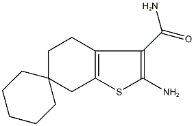 2-amino-4,5,6,7-tetrahydrospiro[1-benzothiophene-6,1'-cyclohexane]-3-carboxamide Struktur