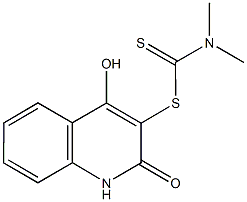 4-hydroxy-2-oxo-1,2-dihydroquinolin-3-yl dimethyldithiocarbamate Struktur