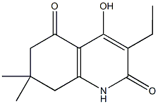 3-ethyl-4-hydroxy-7,7-dimethyl-7,8-dihydroquinoline-2,5(1H,6H)-dione Struktur