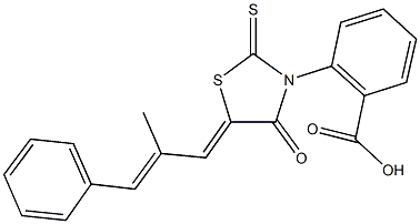 2-[5-(2-methyl-3-phenylprop-2-enylidene)-4-oxo-2-thioxo-1,3-thiazolidin-3-yl]benzoic acid Struktur