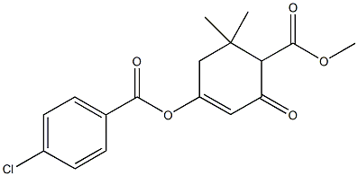 4-(methoxycarbonyl)-5,5-dimethyl-3-oxo-1-cyclohexen-1-yl 4-chlorobenzoate Struktur