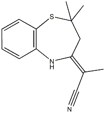 2-(2,2-dimethyl-2,3-dihydro-1,5-benzothiazepin-4(5H)-ylidene)propanenitrile Struktur