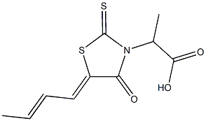 2-(5-but-2-enylidene-4-oxo-2-thioxo-1,3-thiazolidin-3-yl)propanoic acid Struktur