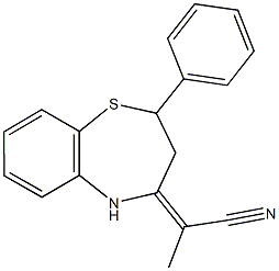 2-(2-phenyl-2,3-dihydro-1,5-benzothiazepin-4(5H)-ylidene)propanenitrile Struktur