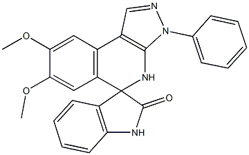 7,8-dimethoxy-2'-oxo-3-phenyl-1',3',4,5-tetrahydrospiro[3H-pyrazolo[3,4-c]isoquinoline-5,3'-(2'H)-indole] Struktur