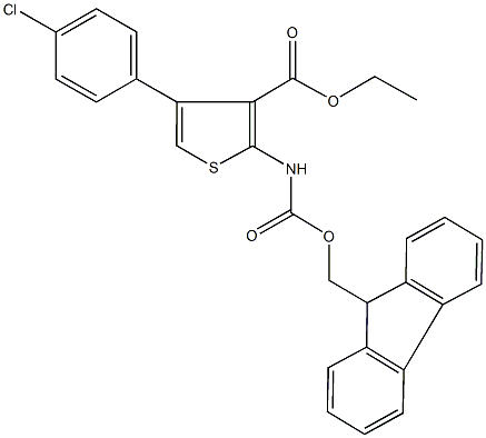 ethyl 4-(4-chlorophenyl)-2-{[(9H-fluoren-9-ylmethoxy)carbonyl]amino}-3-thiophenecarboxylate Struktur