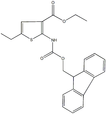 ethyl 5-ethyl-2-{[(9H-fluoren-9-ylmethoxy)carbonyl]amino}-3-thiophenecarboxylate Struktur