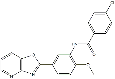 4-chloro-N-(2-methoxy-5-[1,3]oxazolo[4,5-b]pyridin-2-ylphenyl)benzamide Struktur