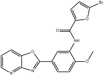 5-bromo-N-(2-methoxy-5-[1,3]oxazolo[4,5-b]pyridin-2-ylphenyl)-2-furamide Struktur