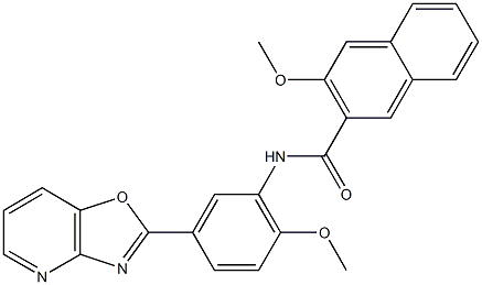 3-methoxy-N-(2-methoxy-5-[1,3]oxazolo[4,5-b]pyridin-2-ylphenyl)-2-naphthamide Struktur