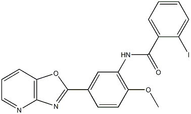 2-iodo-N-(2-methoxy-5-[1,3]oxazolo[4,5-b]pyridin-2-ylphenyl)benzamide Struktur