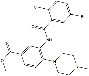 methyl 3-[(5-bromo-2-chlorobenzoyl)amino]-4-(4-methyl-1-piperazinyl)benzoate Struktur