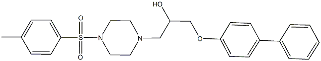 1-([1,1'-biphenyl]-4-yloxy)-3-{4-[(4-methylphenyl)sulfonyl]-1-piperazinyl}-2-propanol Struktur