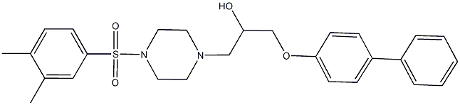 1-([1,1'-biphenyl]-4-yloxy)-3-{4-[(3,4-dimethylphenyl)sulfonyl]-1-piperazinyl}-2-propanol Struktur