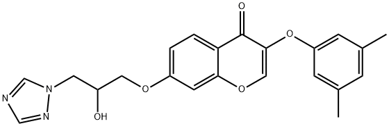 3-(3,5-dimethylphenoxy)-7-[2-hydroxy-3-(1H-1,2,4-triazol-1-yl)propoxy]-4H-chromen-4-one Struktur