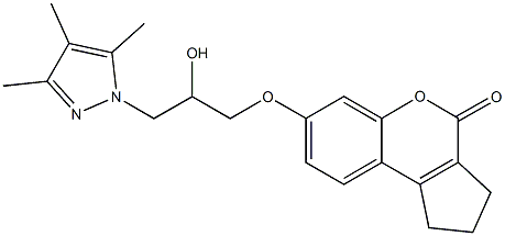 7-[2-hydroxy-3-(3,4,5-trimethyl-1H-pyrazol-1-yl)propoxy]-2,3-dihydrocyclopenta[c]chromen-4(1H)-one Struktur